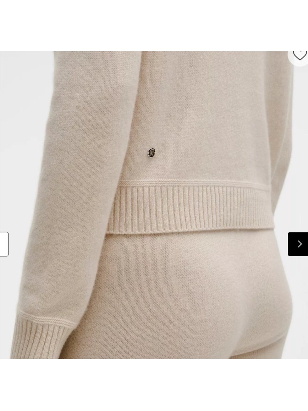 lululemon Cashmere Slim Fit Crewneck Sweater in Subtle Tan Small & free tote - Picture 4 of 8